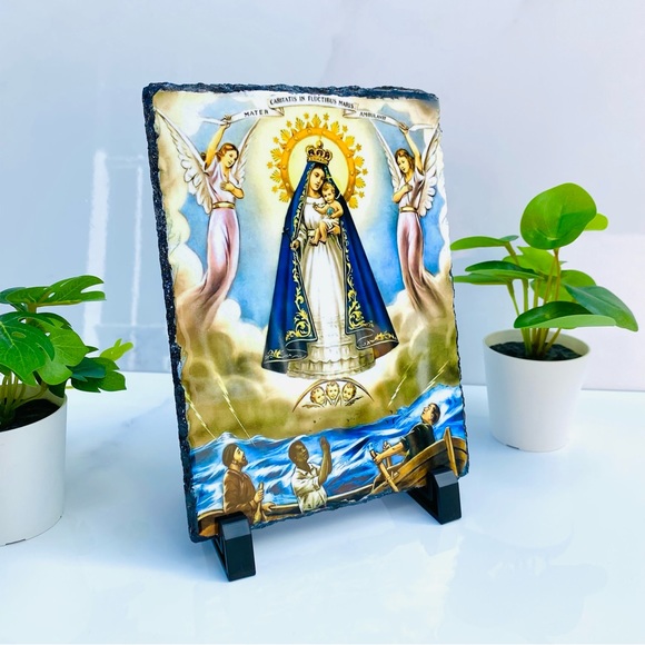 Our Lady of Charity a photo plaque, Natural Stone Frame - Picture 5 of 8